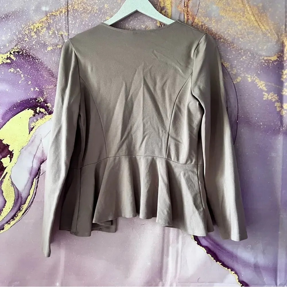 5/$30 Charlotte Russe Peplum Open Front Blazer Tan M